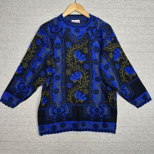 VTG Justin Allen Sz M/L‎ Sweater Paisley Blue Fairy Cottagecore 90s Y2K USA Twee
